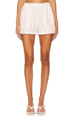 PQ Scalloped Linen Shorts in Pink