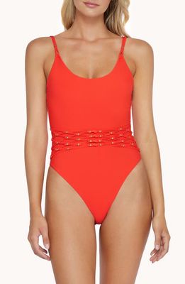 PQ SWIM Brynn Beaded One-Piece Swimsuit in Milos 