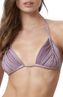 PQ SWIM Isla Knotted Triangle Bikini Top in Violet Sunset