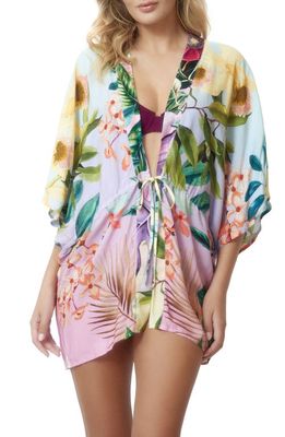 PQ SWIM Katrina Floral Print Cover-Up Tunic in Lavender Oasis