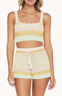 PQ SWIM Open Stitch Cover-Up Crop Top in Sorrento