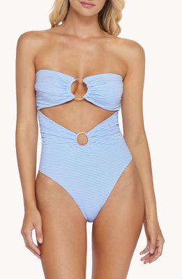 PQ SWIM Strapless Ring Detail One-Piece Swimsuit in Sailor Stripe 