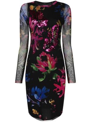 Prabal Gurung floral print bodycon dress - Black