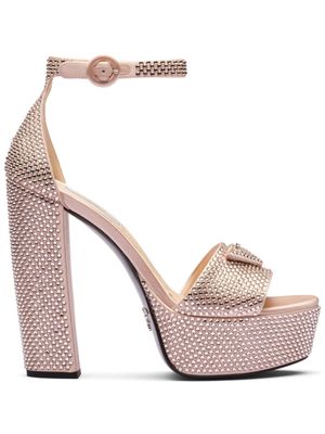 Prada 135mm crystal-studded platform sandals - Pink