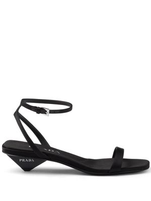 Prada 35mm triangle-heel satin sandals - Black