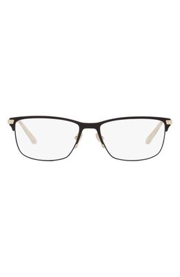 Prada 52mm Rectangular Optical Glasses in Matte Black