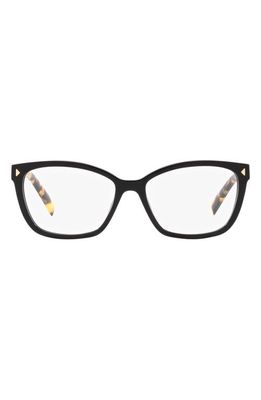 Prada 55mm Rectangular Optical Glasses in Matte Black
