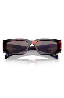 Prada 55mm Rectangular Polarized Sunglasses in Abstract Orange