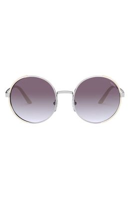 Prada 57mm Gradient Round Sunglasses in Silver/Ivory/Grad Violet