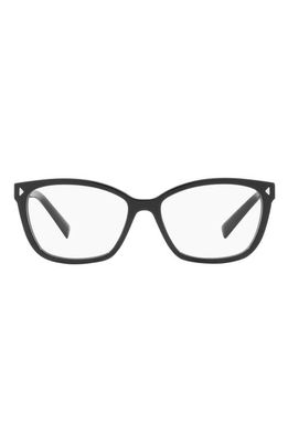 Prada 57mm Rectangular Optical Glasses in Black