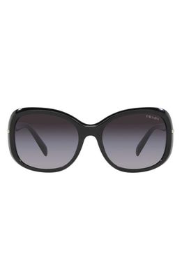 Prada 58mm Gradient Rectangular Sunglasses in Black