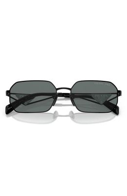 Prada 58mm Polarized Rectangular Sunglasses in Black