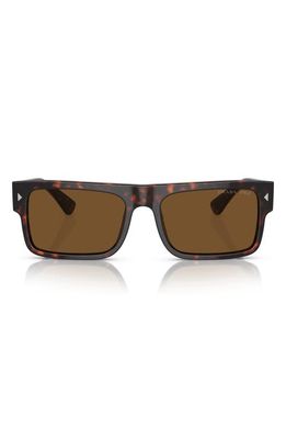 Prada 59mm Polarized Rectangular Sunglasses in Havana