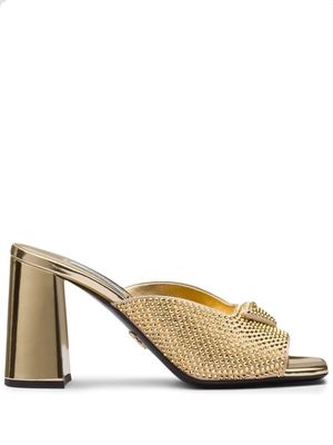 Prada 85mm crystal-embellished mules - Gold