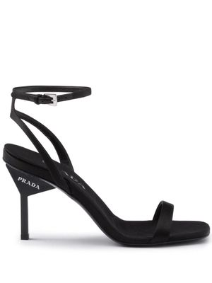 Prada 85mm geometric-heel satin sandals - Black