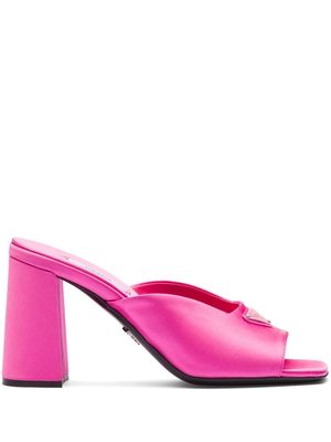 Prada 85mm high-heel satin slides - Pink