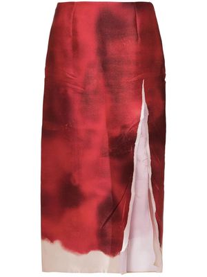 Prada abstract-print midi skirt - Red