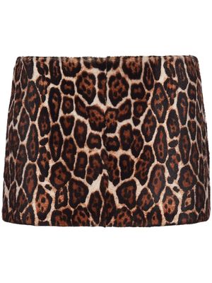 Prada animal-print shearling miniskirt - Brown