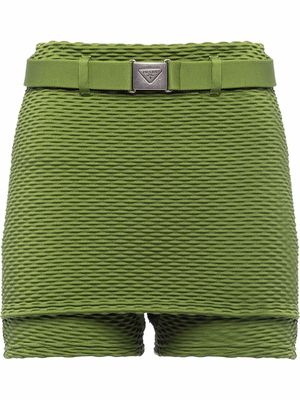 Prada belted layered shorts - Green