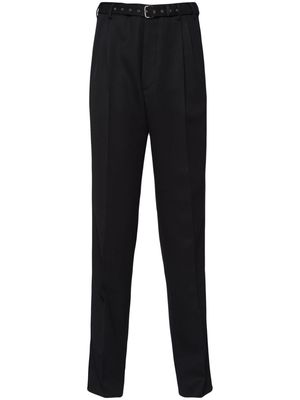 Prada belted wool straight-leg trousers - F0002 BLACK
