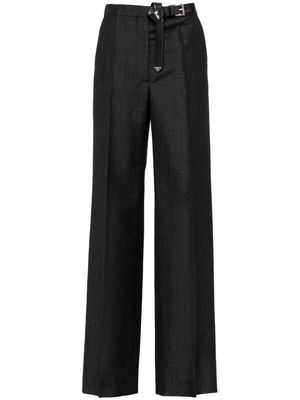 Prada belted wool tailored trousers - Black