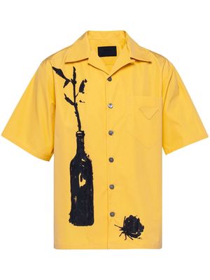 Prada bottle-print cotton bowling shirt - Yellow