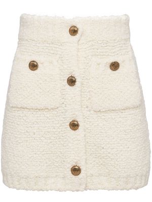Prada bouclé wool miniskirt - White