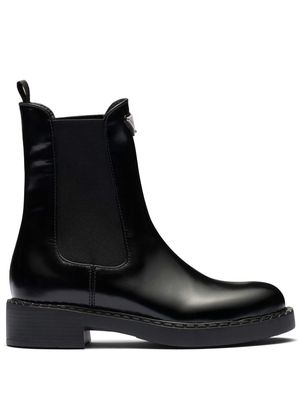 Prada brushed leather ankle boots - Black