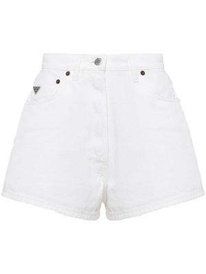 Prada Bull logo-patch denim shorts - White