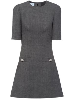 Prada button-embellishment wool minidress - Grey