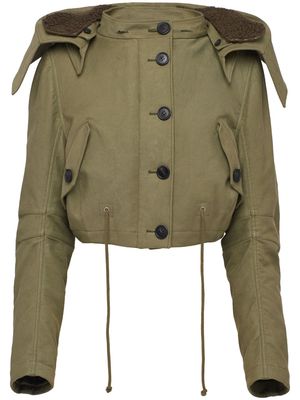 Prada button-up cropped hooded jacket - Green