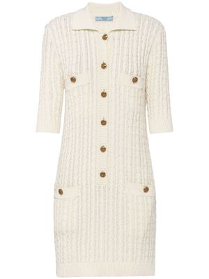 Prada cable-knit cotton mini dress - Neutrals