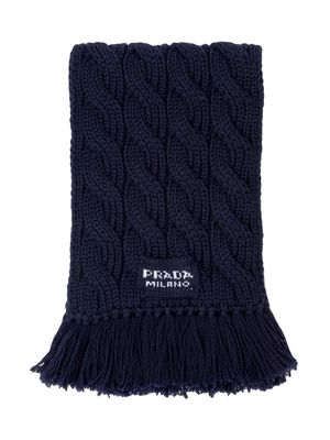 Prada cable-knit virgin-wool scarf - Blue