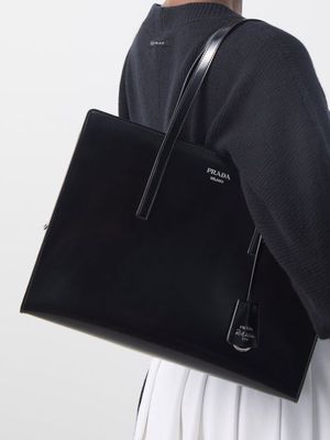 Prada - Carolyn Spazzolato-leather Tote Bag - Womens - Black