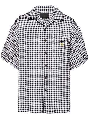 Prada check-pattern short-sleeved silk shirt - White