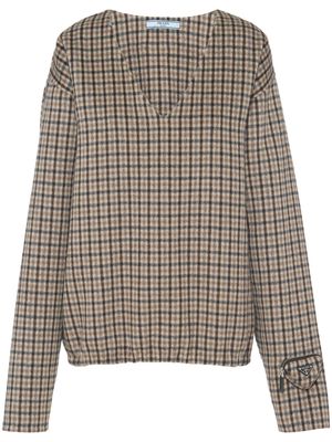 Prada check-pattern wool-blend jumper - Neutrals
