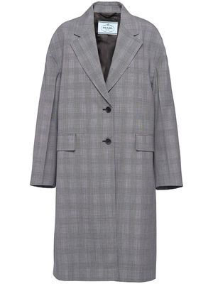 Prada checked wool coat - Grey