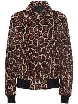Prada cheetah-print shearling jacket - Brown