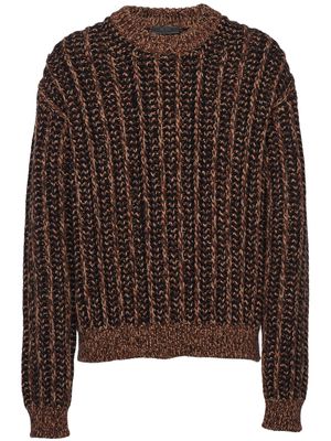 Prada chunky-knit crew-neck jumper - Brown