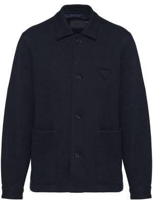 Prada classic-collar knitted coat - Blue