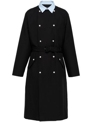 Prada contrast-collar cotton raincoat - Black
