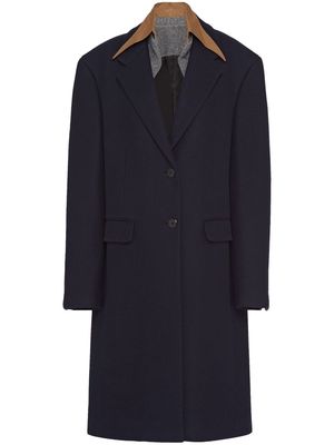 Prada contrast-collar single-breasted coat - Blue