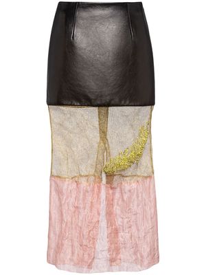 Prada contrast-panel midi skirt - Black
