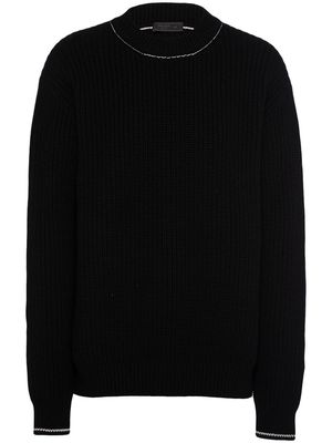 Prada contrast-stitch cashmere jumper - Black