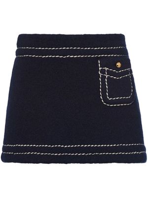 Prada contrast-stitching cashmere miniskirt - Blue