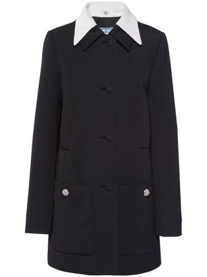 Prada contrasting-collar button-down coat - Black