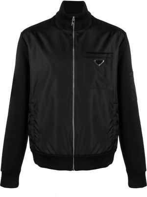 Prada contrasting-fabric zip-up sweatshirt - Black