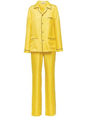 PRADA contrasting trim twill pajama set - Yellow