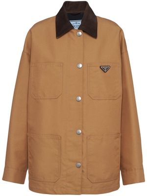Prada corduroy-collar canvas jacket - Brown