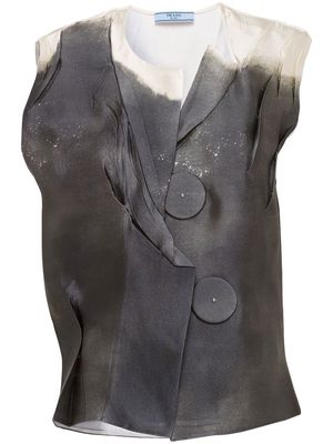 Prada creased-detail sleeveless blouse - Grey
